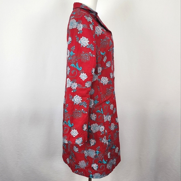Johnny Was Floral Embroidered Coat Red Medium Like New *RARE FIND* - Picture 6 of 16